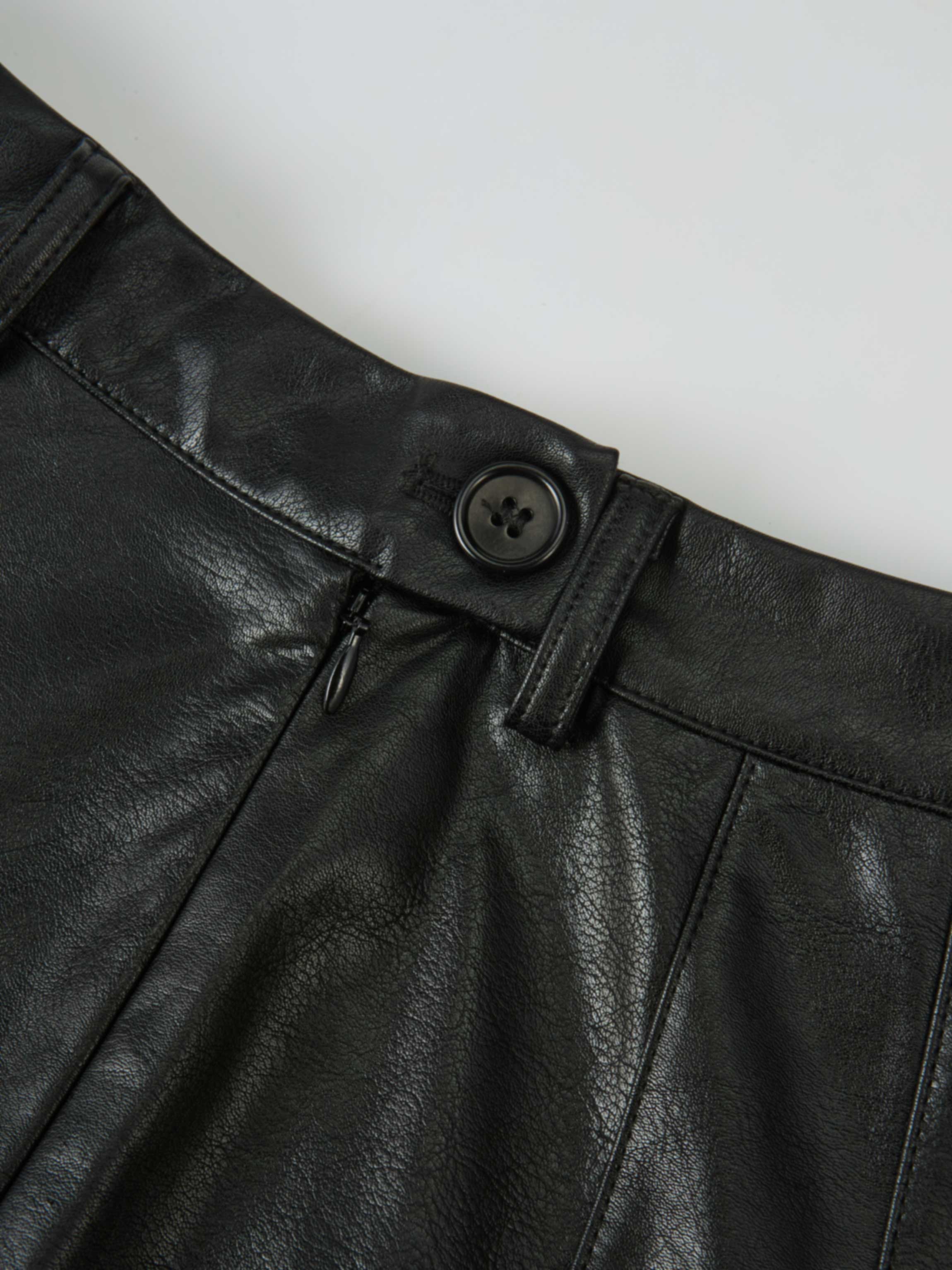 Smoked Faux Leather Skirt - Black