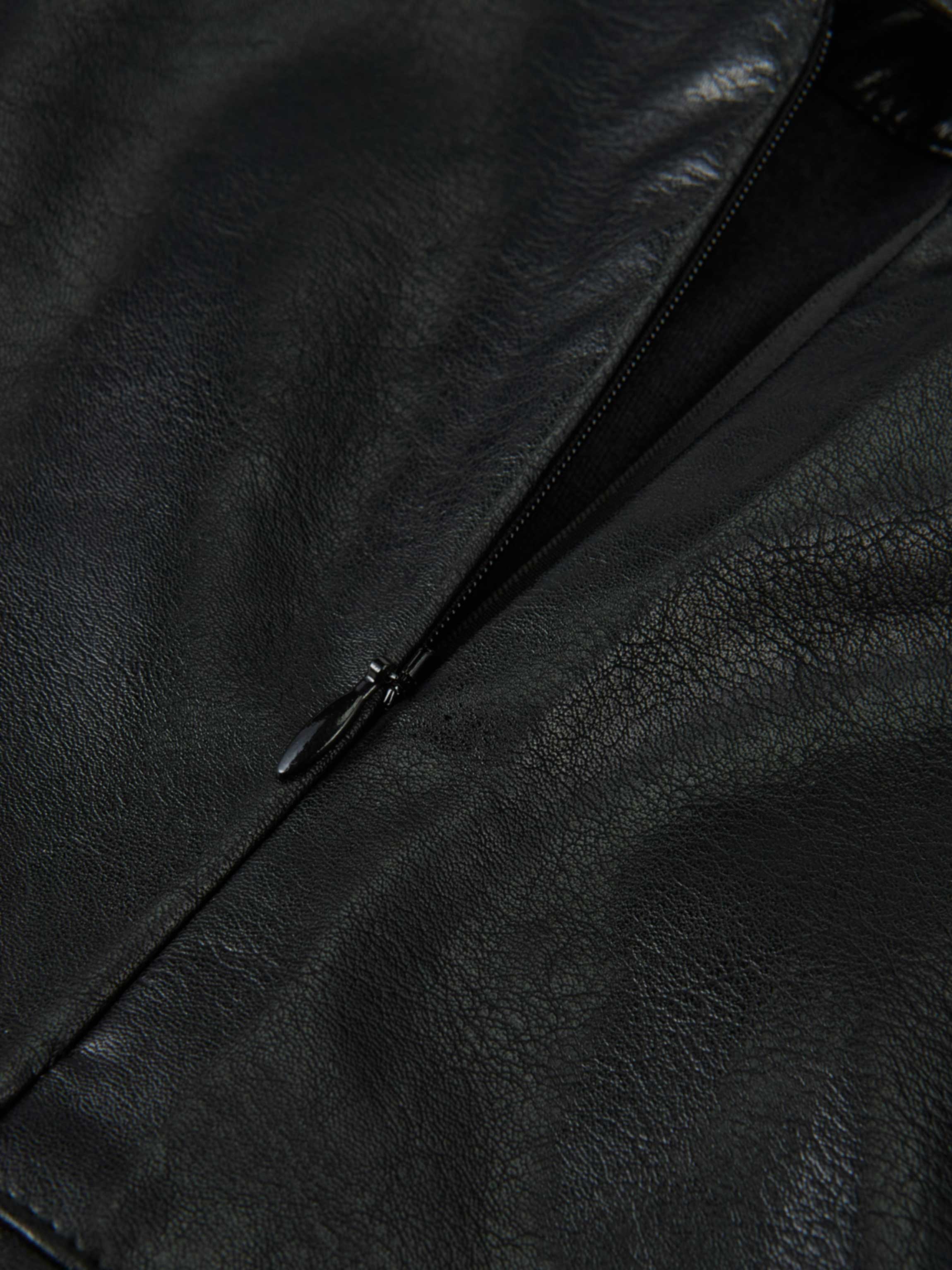 Smoked Faux Leather Skirt - Black