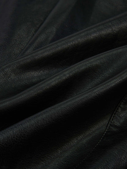 Smoked Faux Leather Skirt - Black
