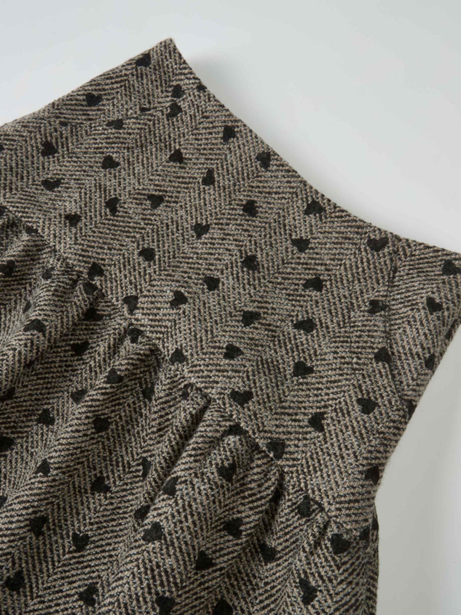 Curved Yoke Gathered Skirt - Embroidered Hearts