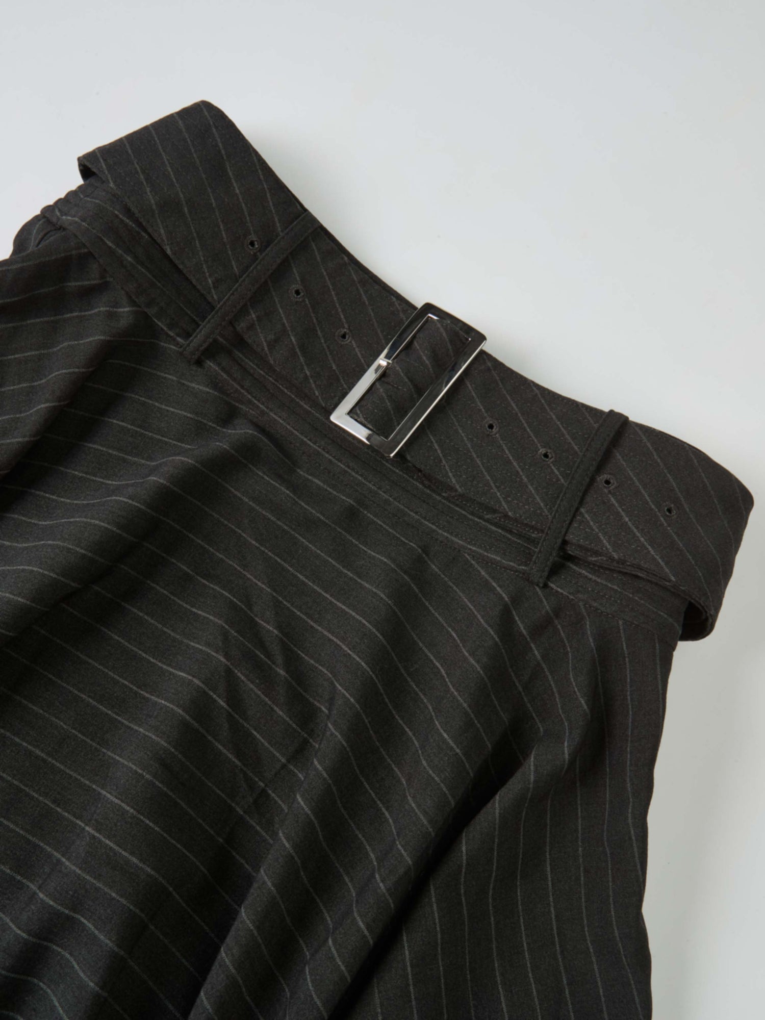 High Waisted Circle Skirt - Grey Pinstripe