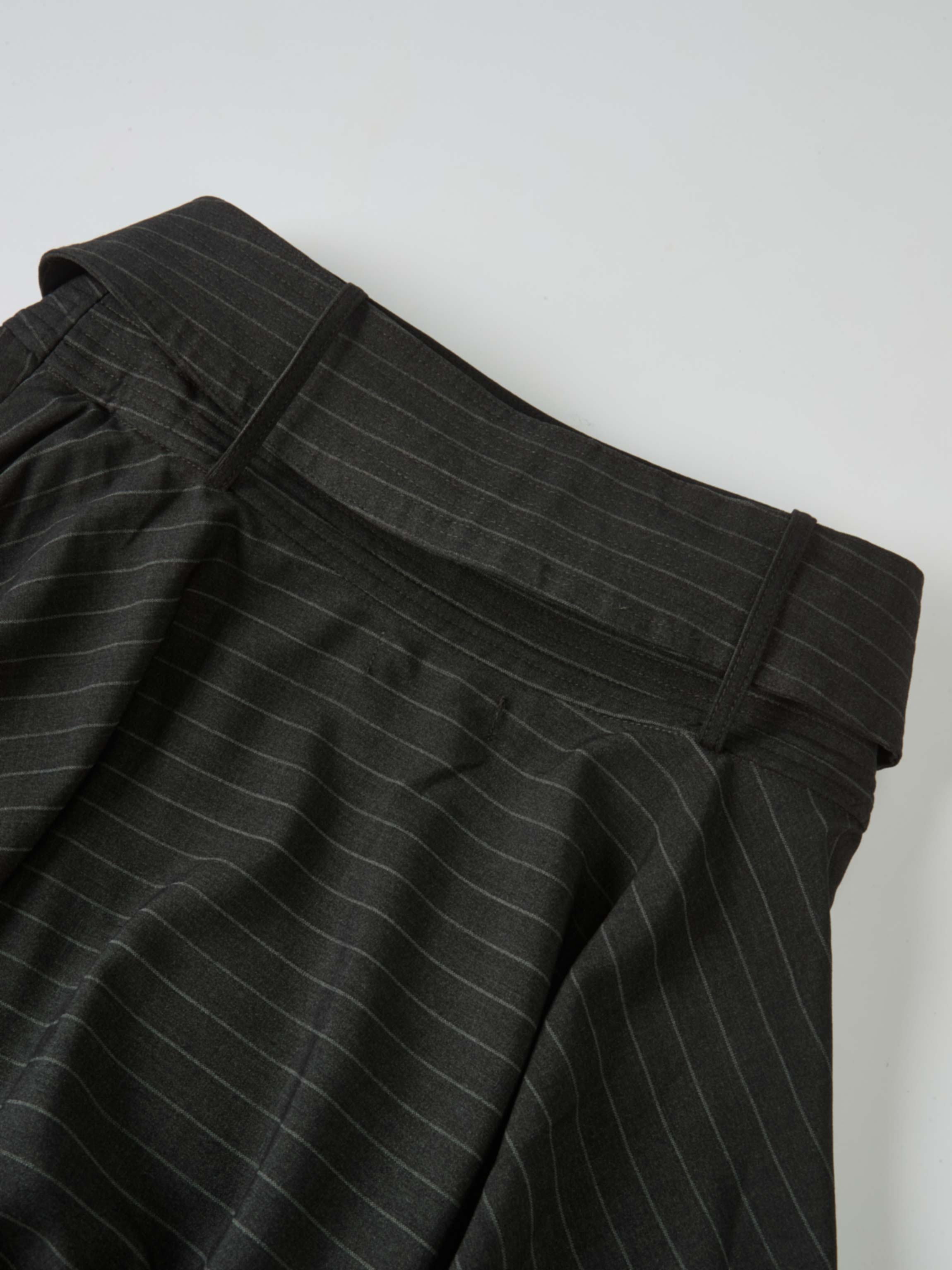 High Waisted Circle Skirt - Grey Pinstripe