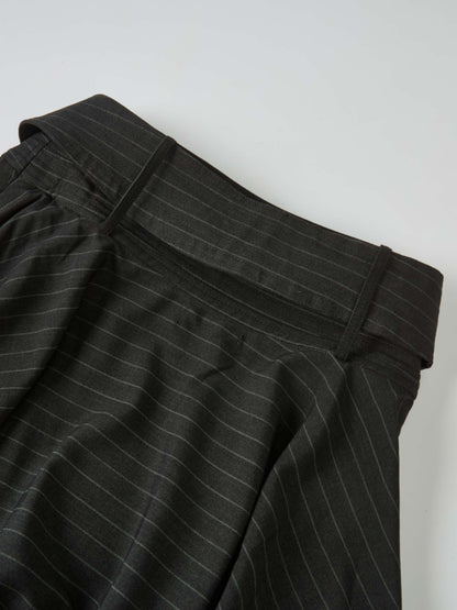 High Waisted Circle Skirt - Grey Pinstripe
