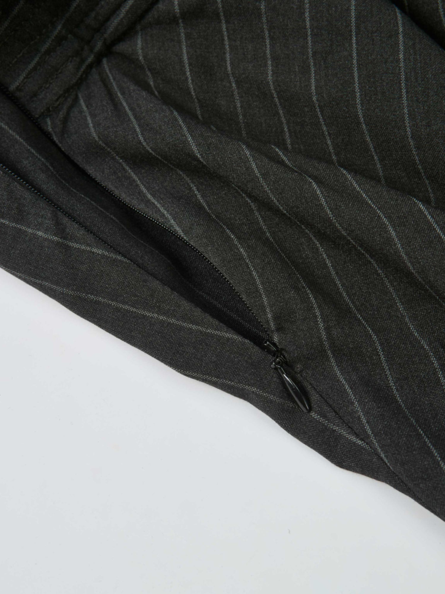 High Waisted Circle Skirt - Grey Pinstripe