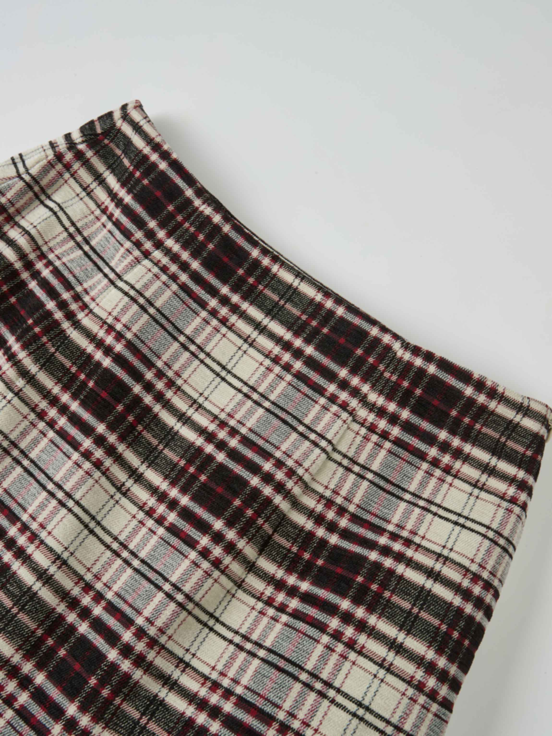 Double Layer Plaid Skirt - Red Plaid