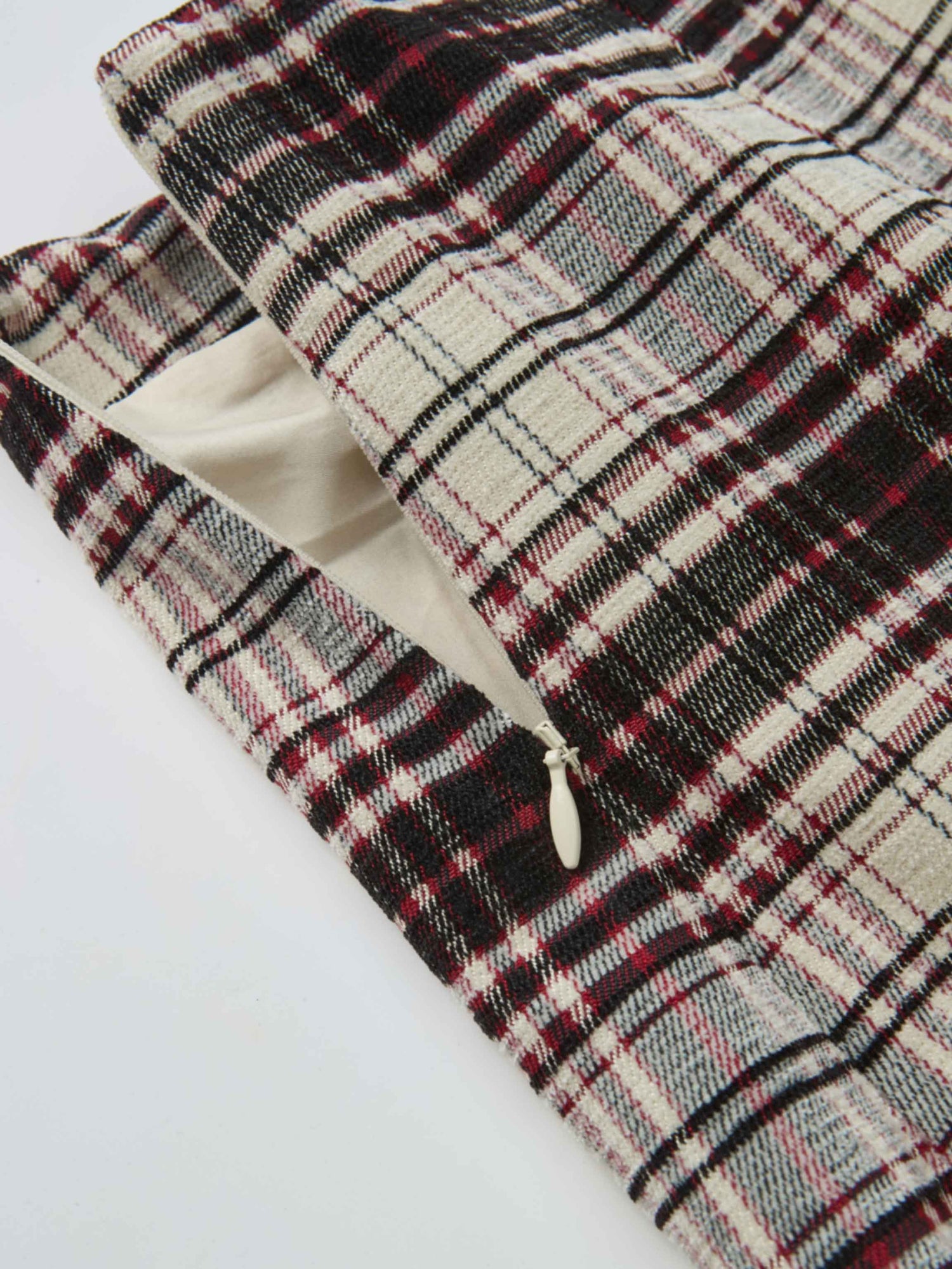 Double Layer Plaid Skirt - Red Plaid