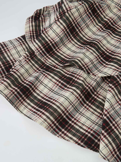 Double Layer Plaid Skirt - Red Plaid