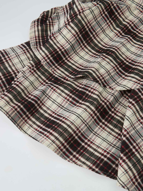 Double Layer Plaid Skirt - Red Plaid