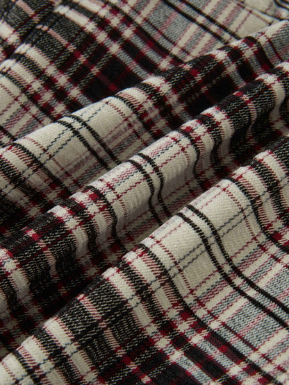 Double Layer Plaid Skirt - Red Plaid