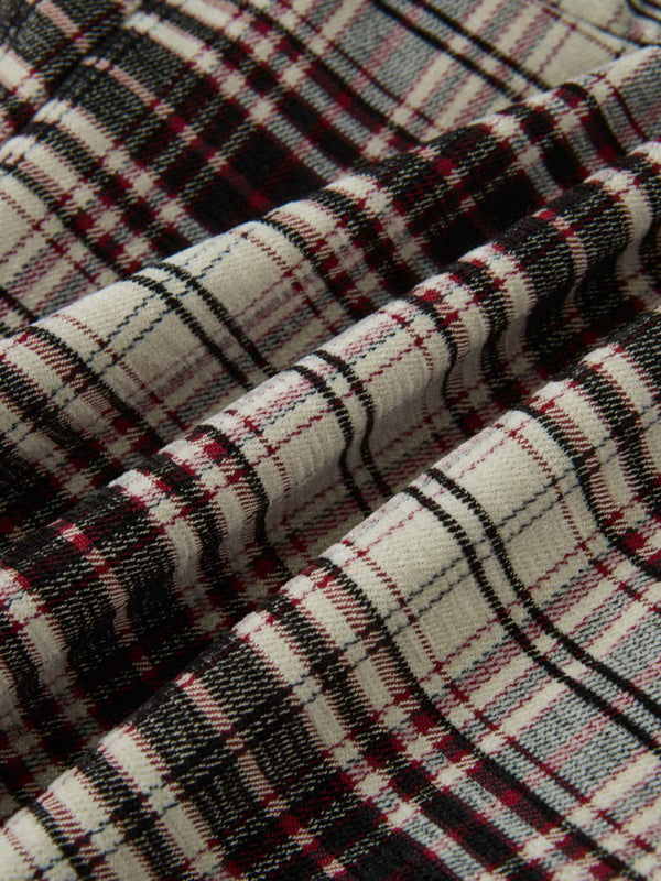 Double Layer Plaid Skirt - Red Plaid