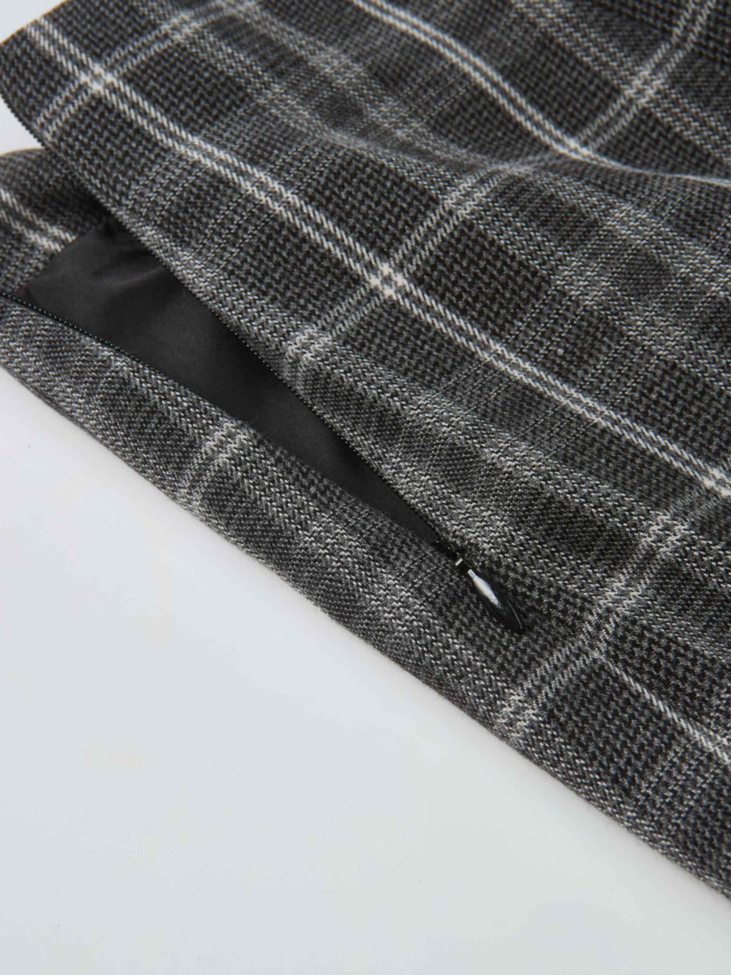 Double Layer Plaid Skirt - Grey Plaid