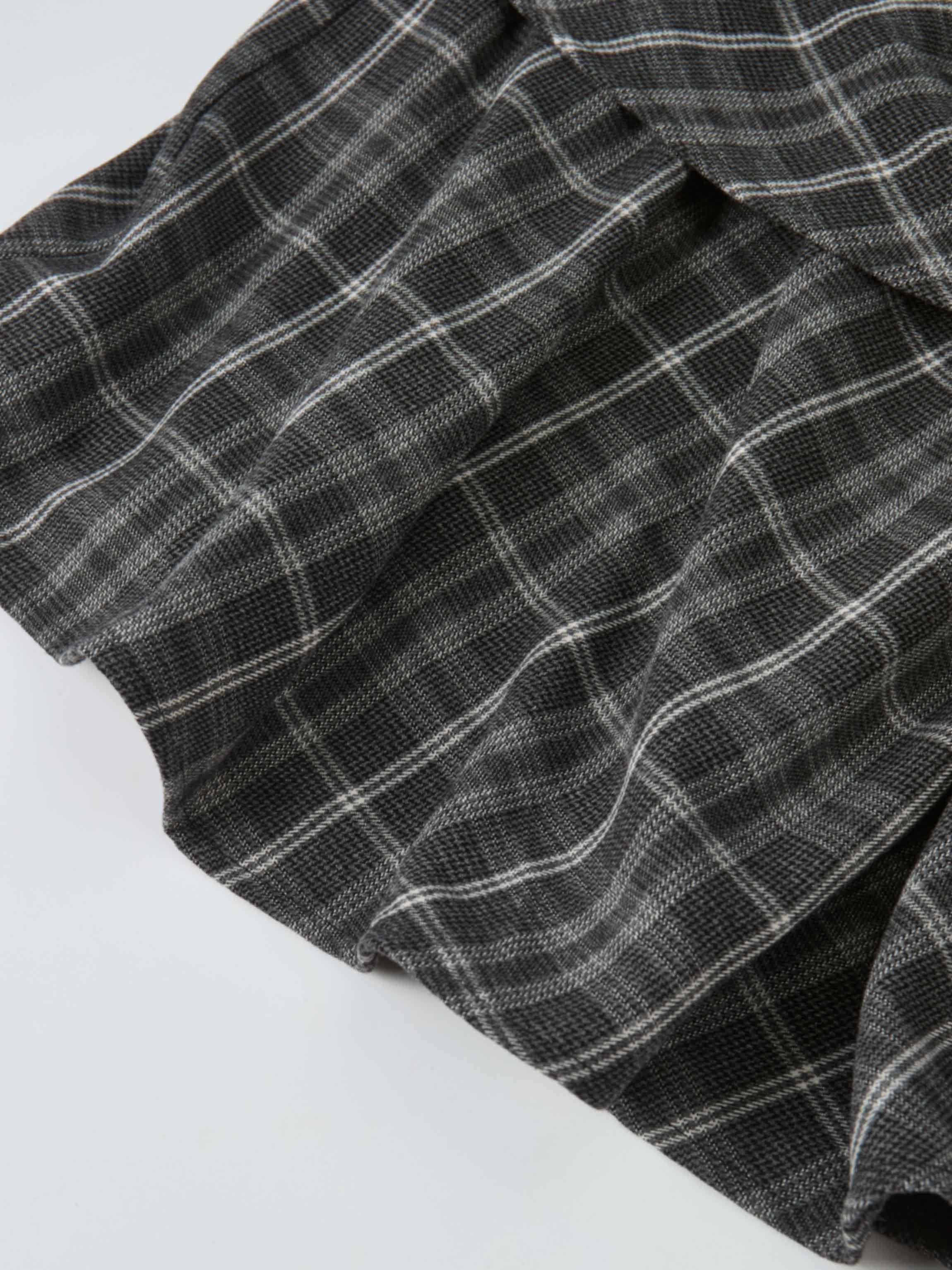 Double Layer Plaid Skirt - Grey Plaid