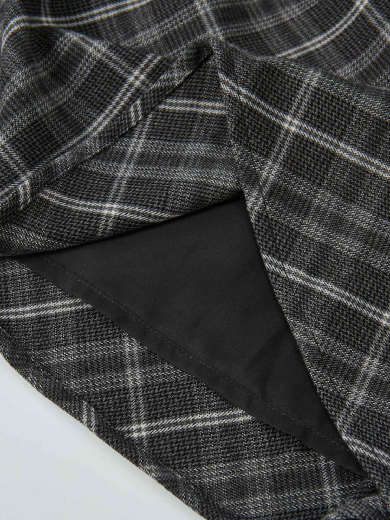 Double Layer Plaid Skirt - Grey Plaid