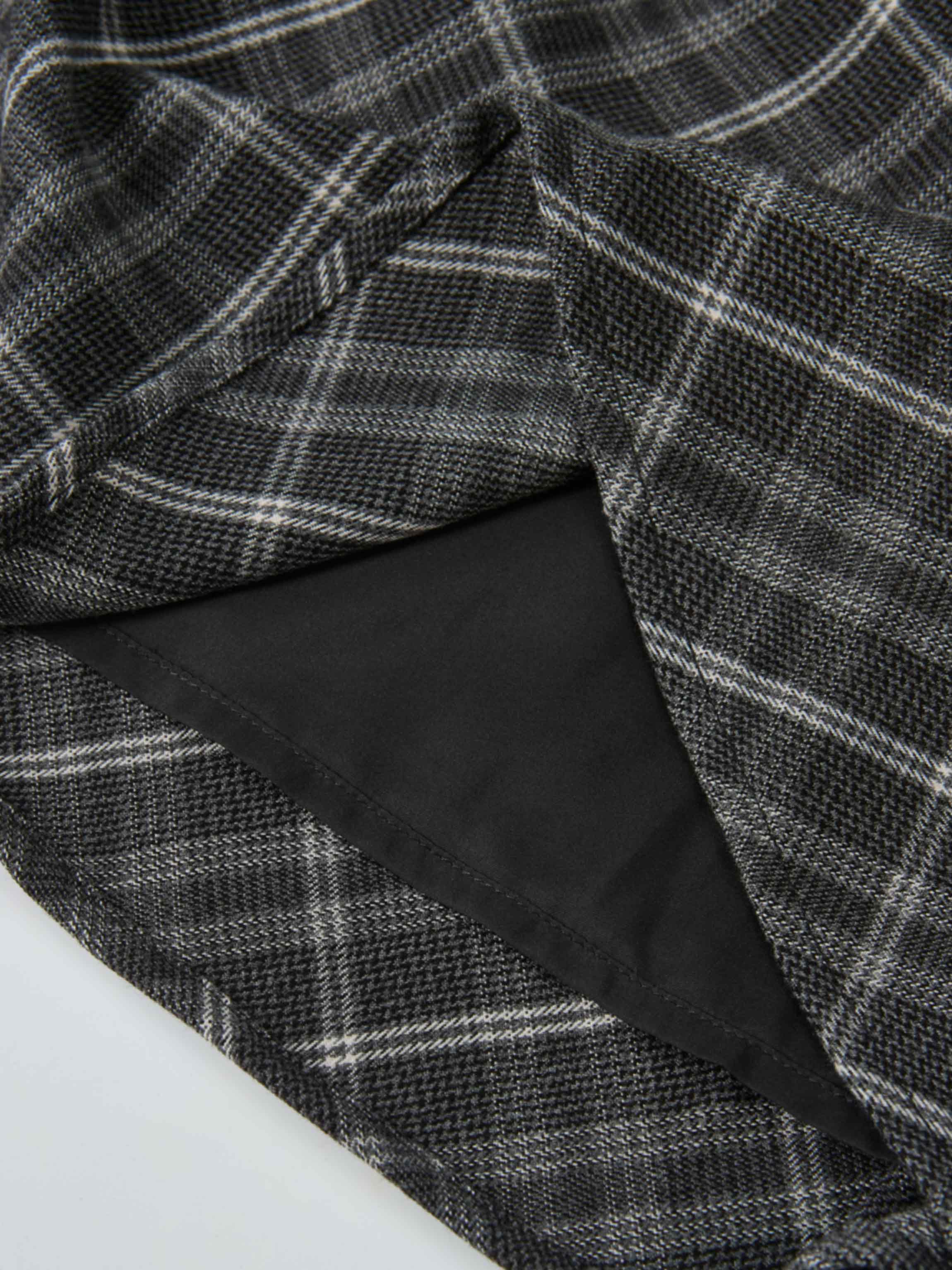 Double Layer Plaid Skirt - Grey Plaid