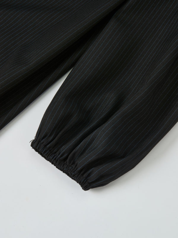 High Low Neck Tie Dress - Black/Blue