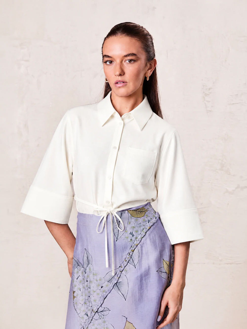 Tie Back Blouse-White