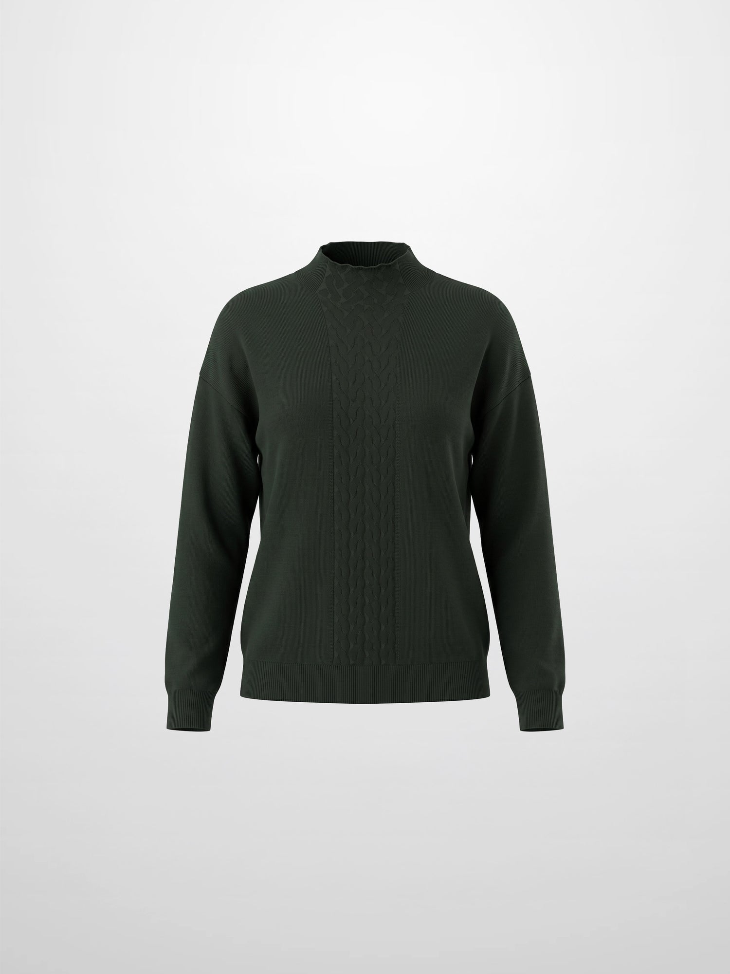 Thin Knit Center Cable Sweater - Green