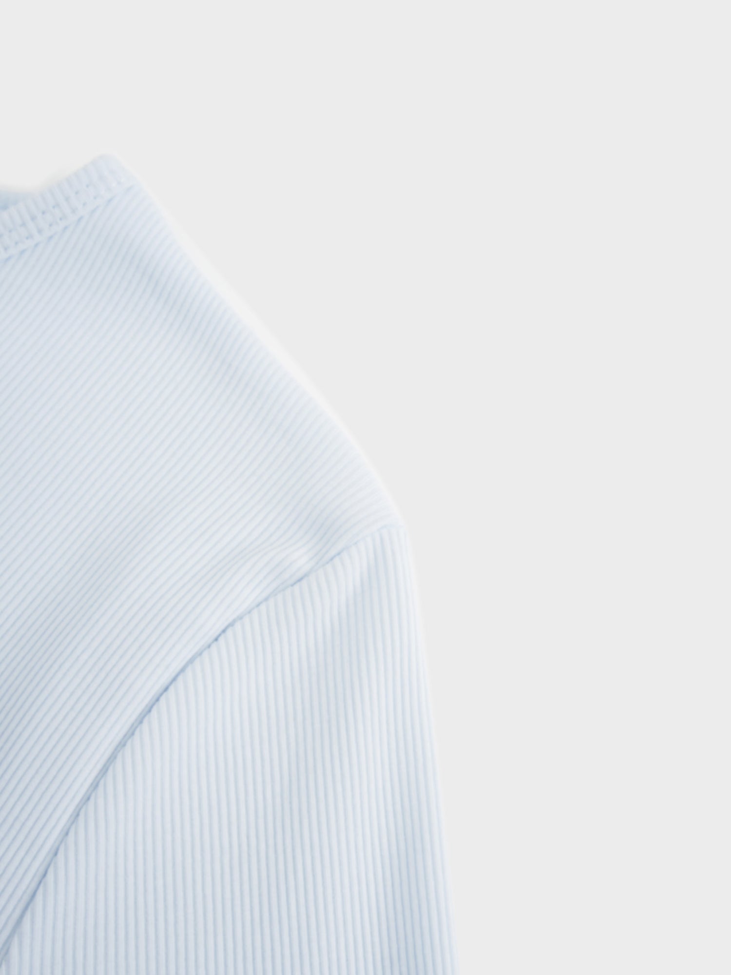 Soft Ribbed High V Tee-Light Blue