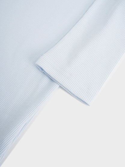 Soft Ribbed High V Tee-Light Blue