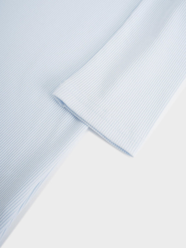 Soft Ribbed High V Tee-Light Blue