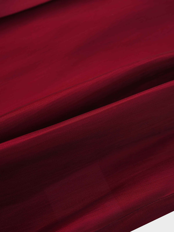 Shimmer Tie Blouse-Burgundy