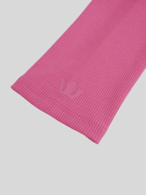 Ribbed Half Zip Hoodie Tee-Hot Pink