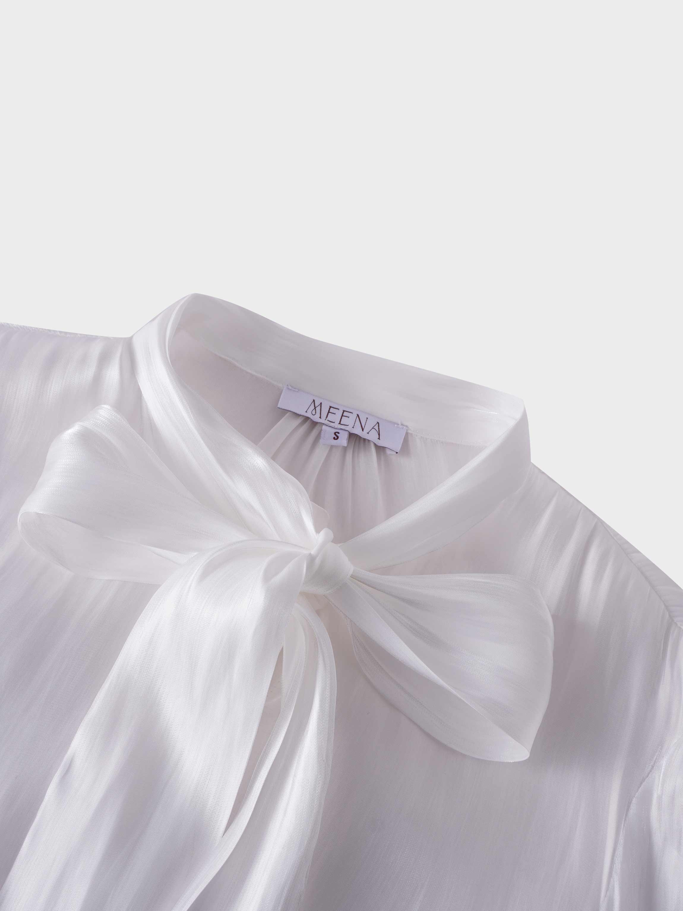 Shimmer Tie Blouse-White