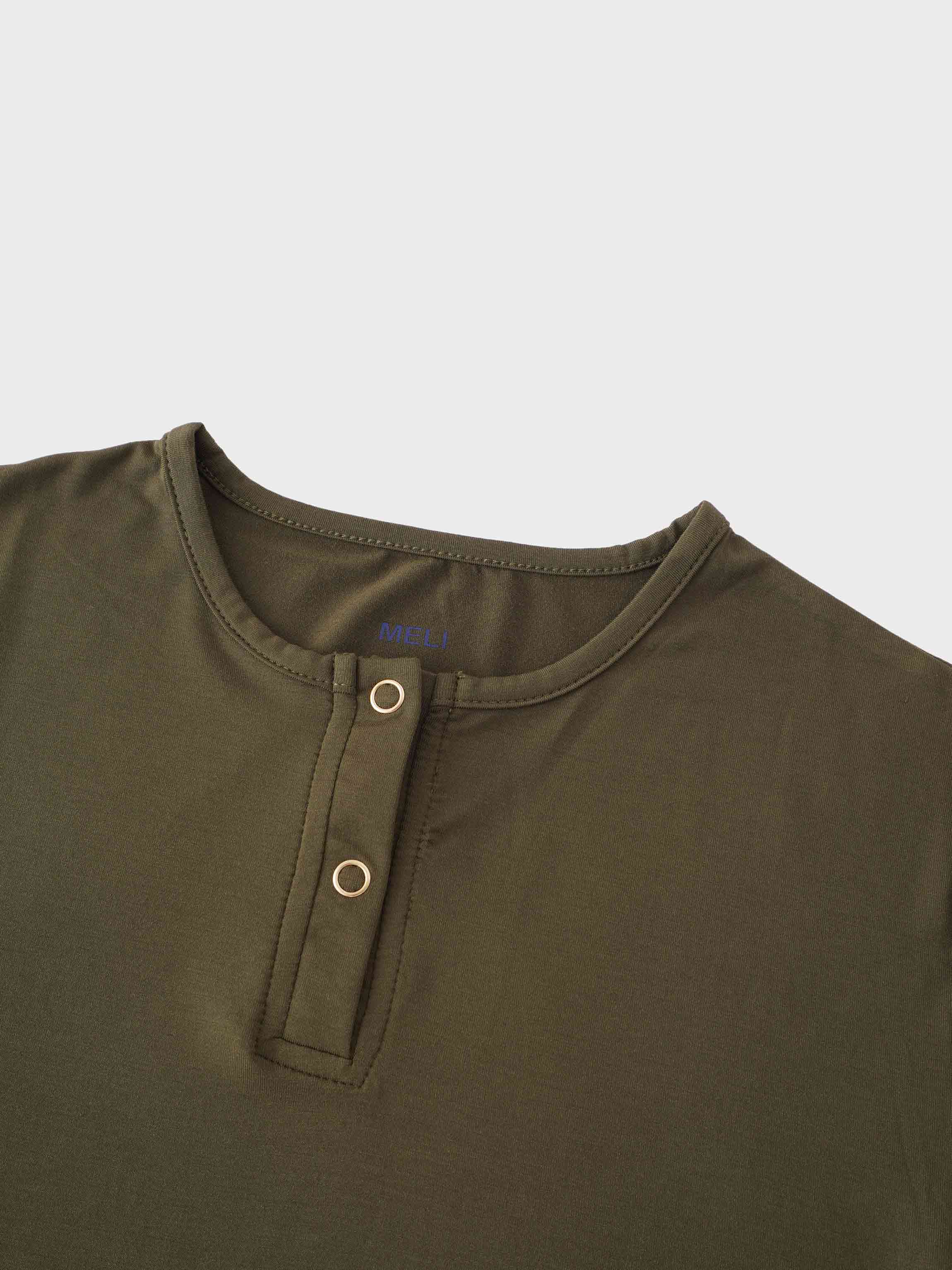 SIDE ELASTIC TEE-OLIVE