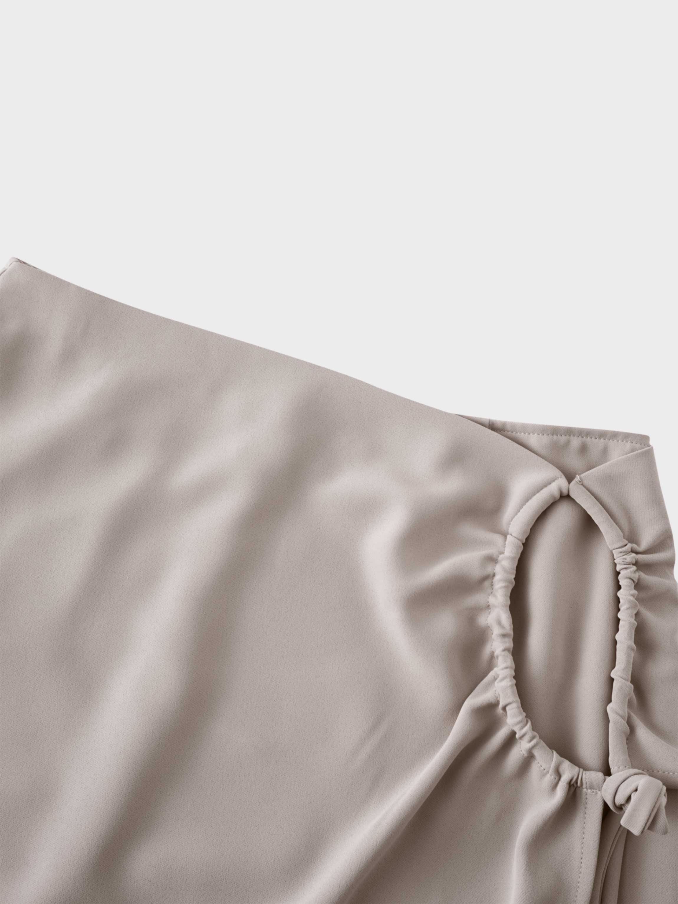 Ring Detail Faux Wrap Skirt-Tan