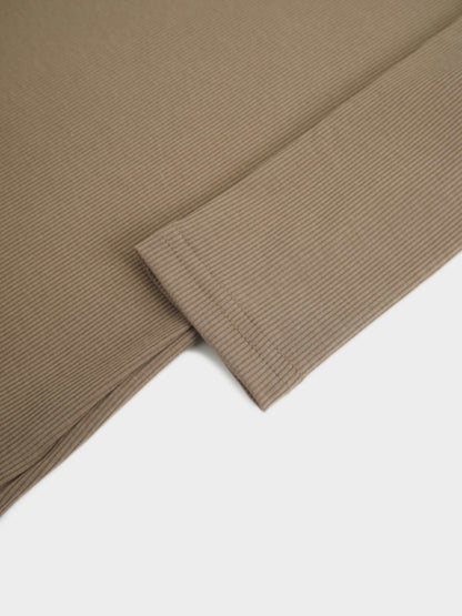 Soft Ribbed High V Tee-Mocha Mousse