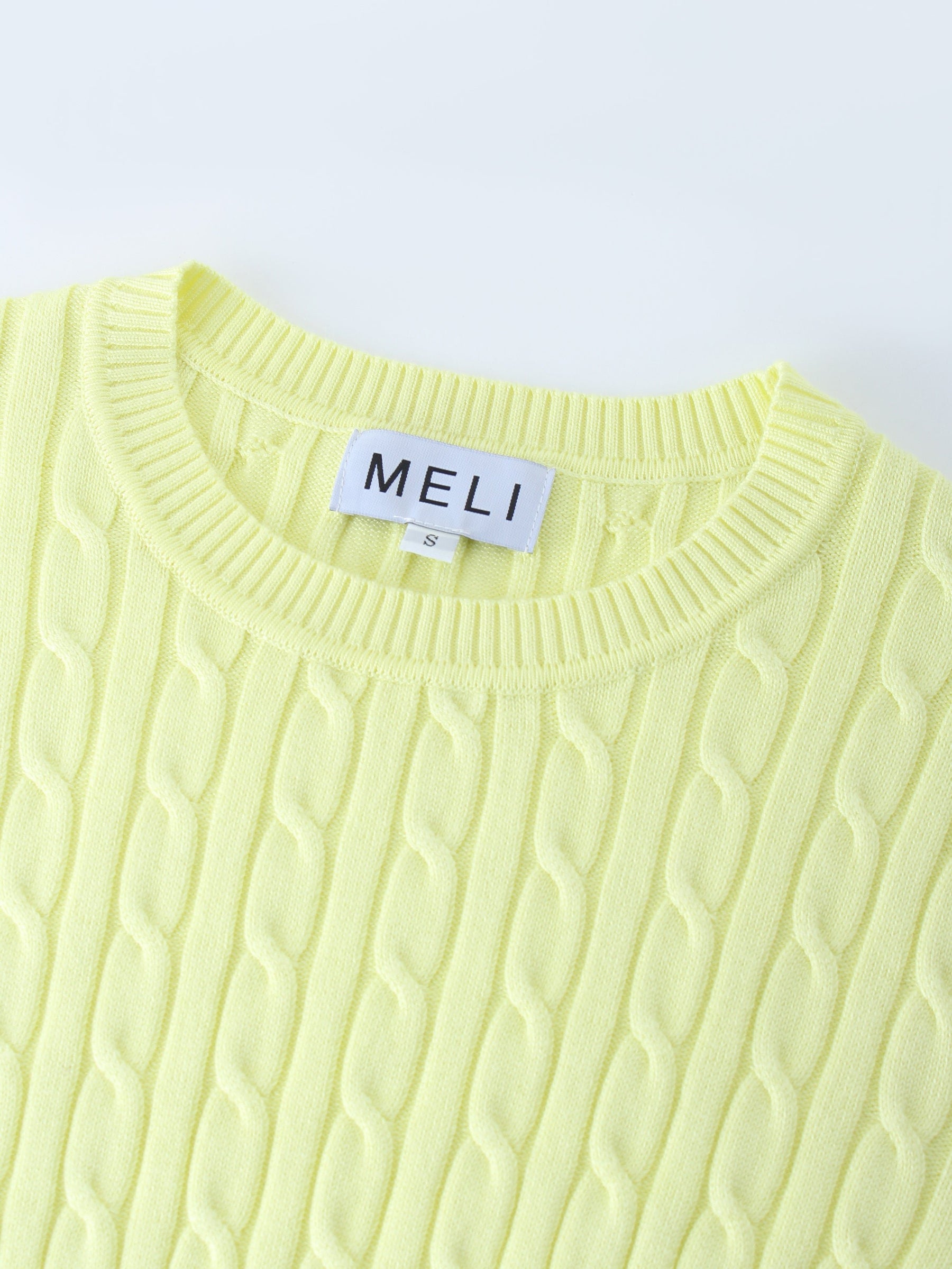 Knit Cable Sweater-Yellow