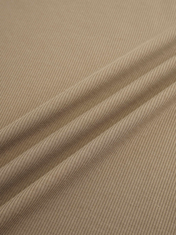 Soft Ribbed High V Tee-Mocha Mousse