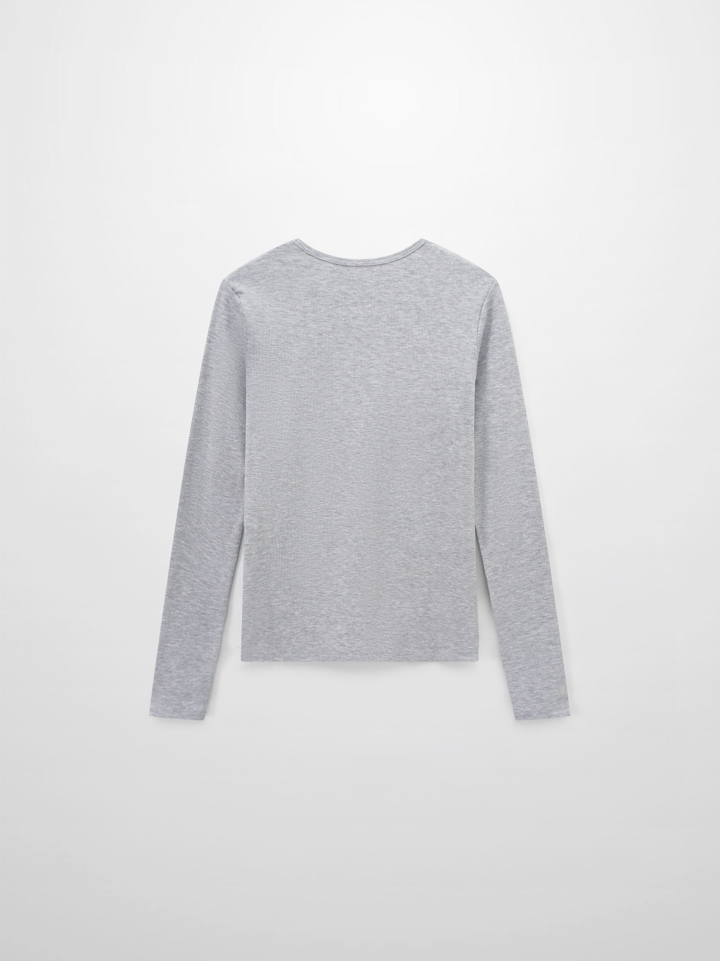 Soft Ribbed High V Tee-Heathered Grey