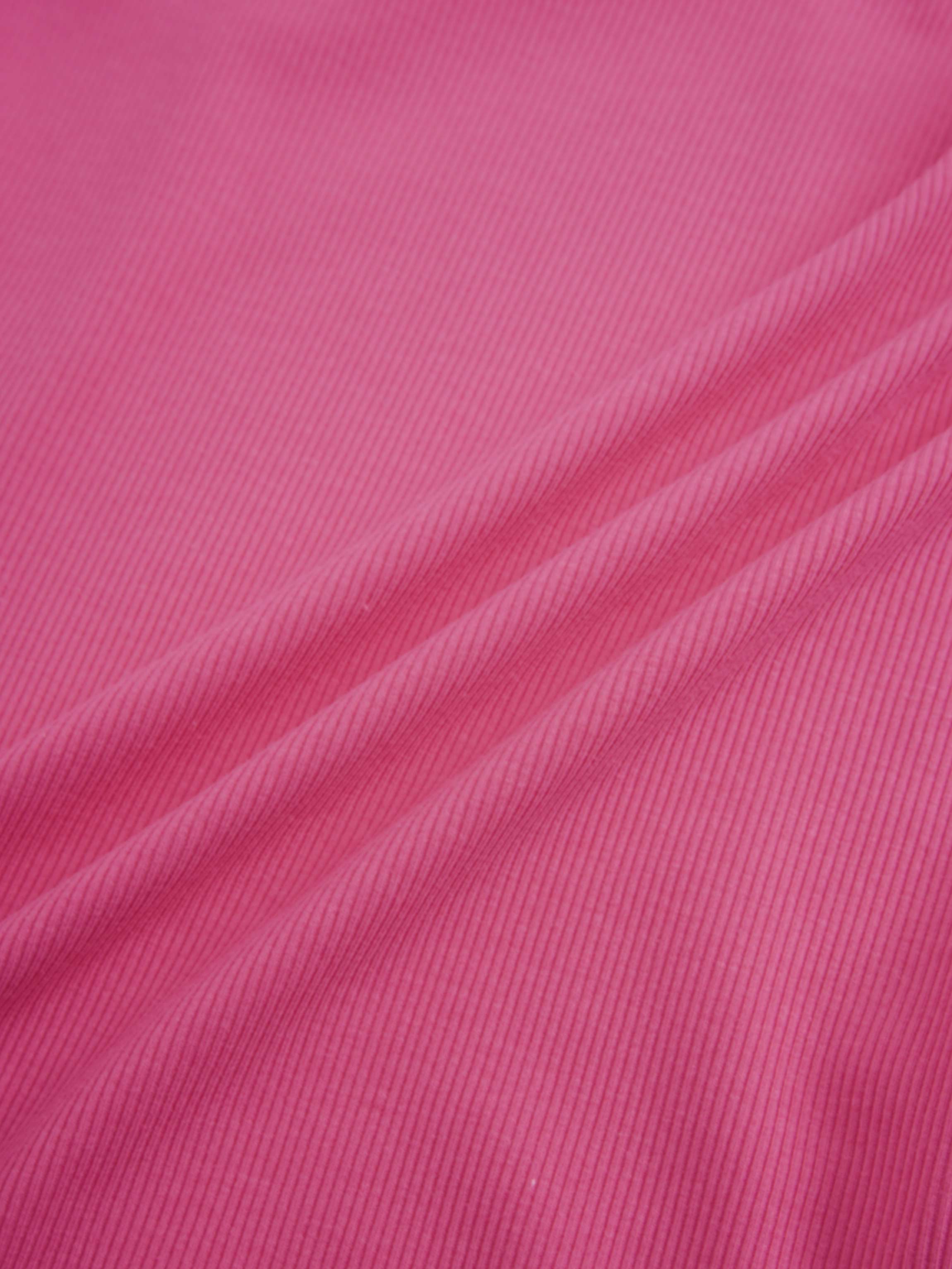 Ribbed Half Zip Hoodie Tee-Hot Pink