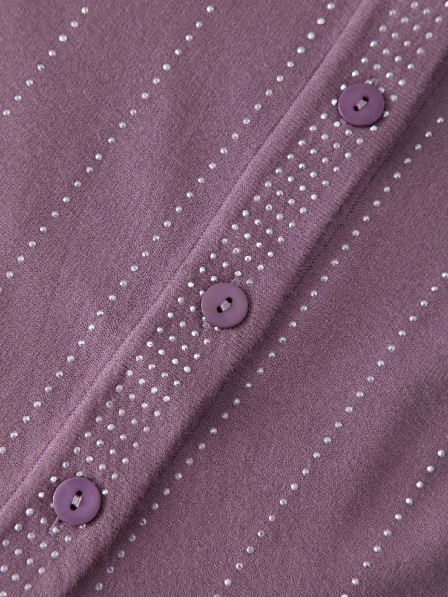 Crystal Pinstripe Crew Cardigan-Purple