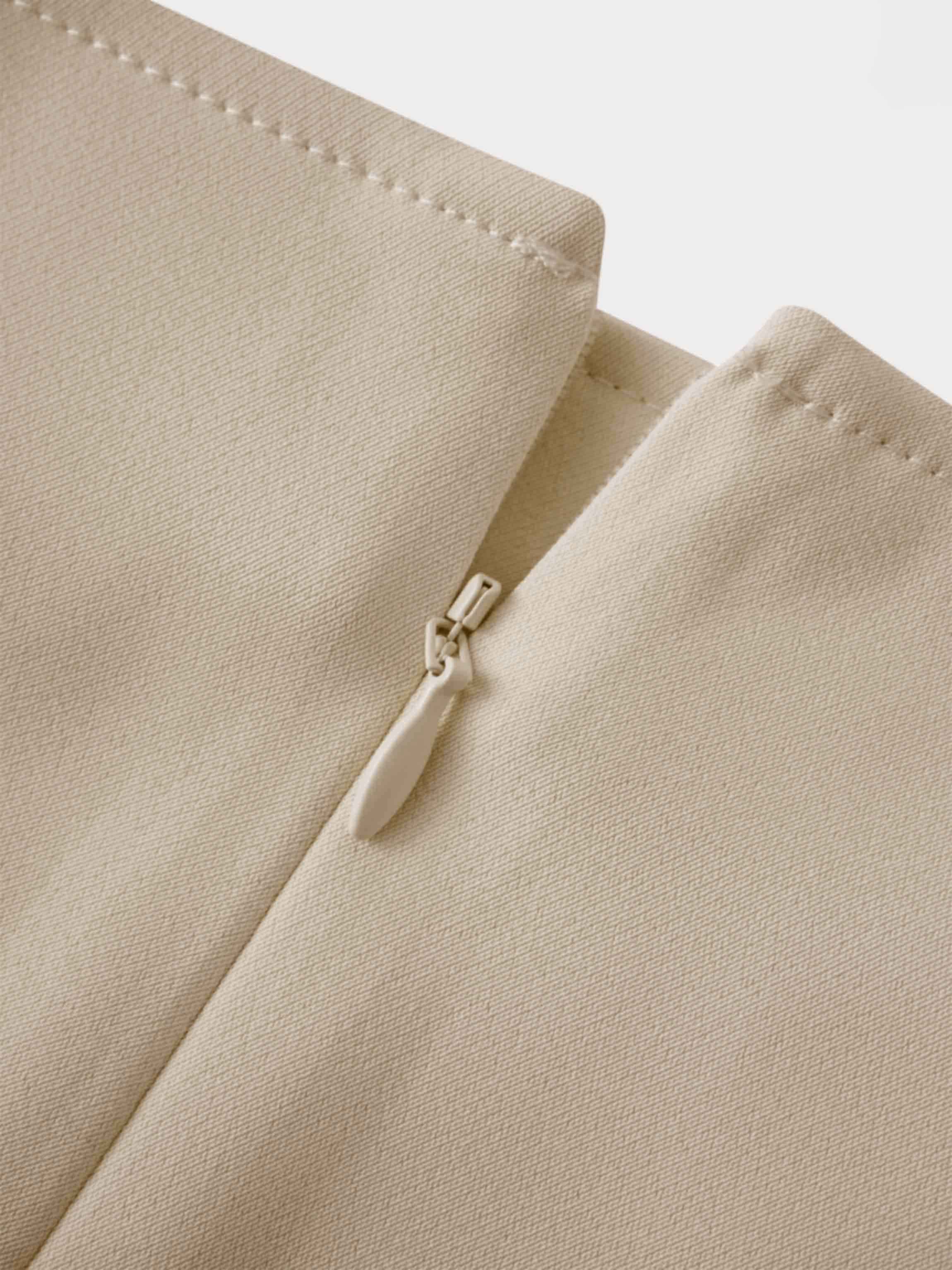 Ring Detail Faux Wrap Skirt-Cream