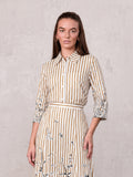 3/4 Sleeve Printed Blouse-Cream/Brown Stripe