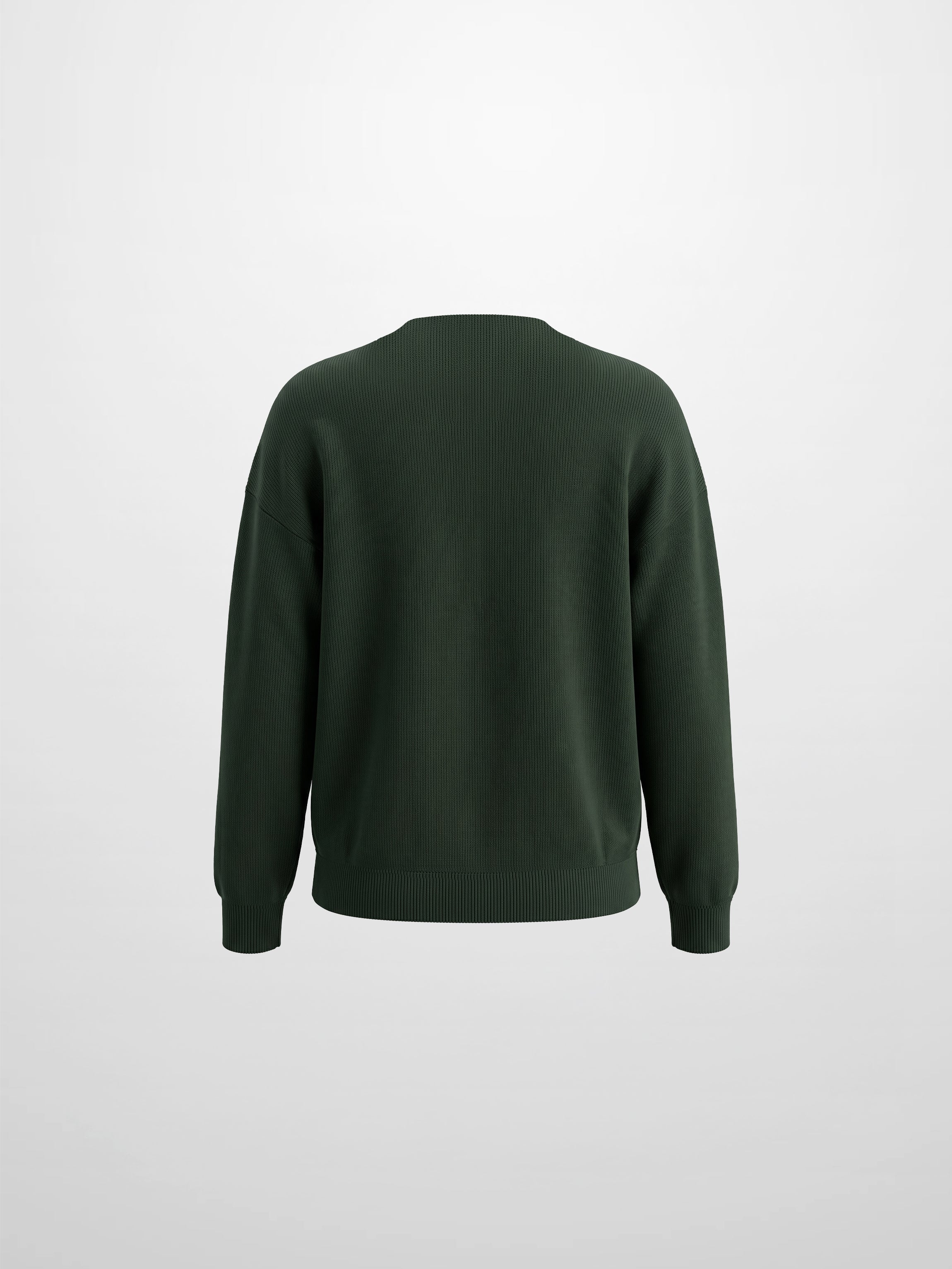 Thin Knit Center Cable Sweater - Green