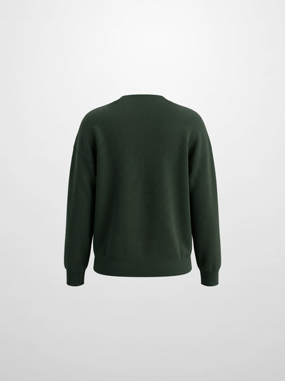 Thin Knit Center Cable Sweater - Green
