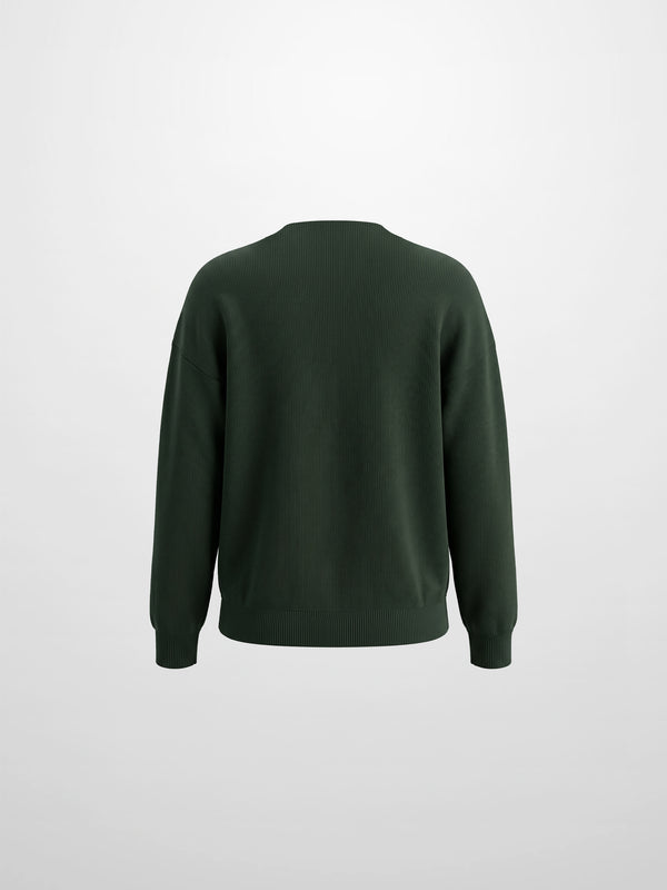 Thin Knit Center Cable Sweater - Green