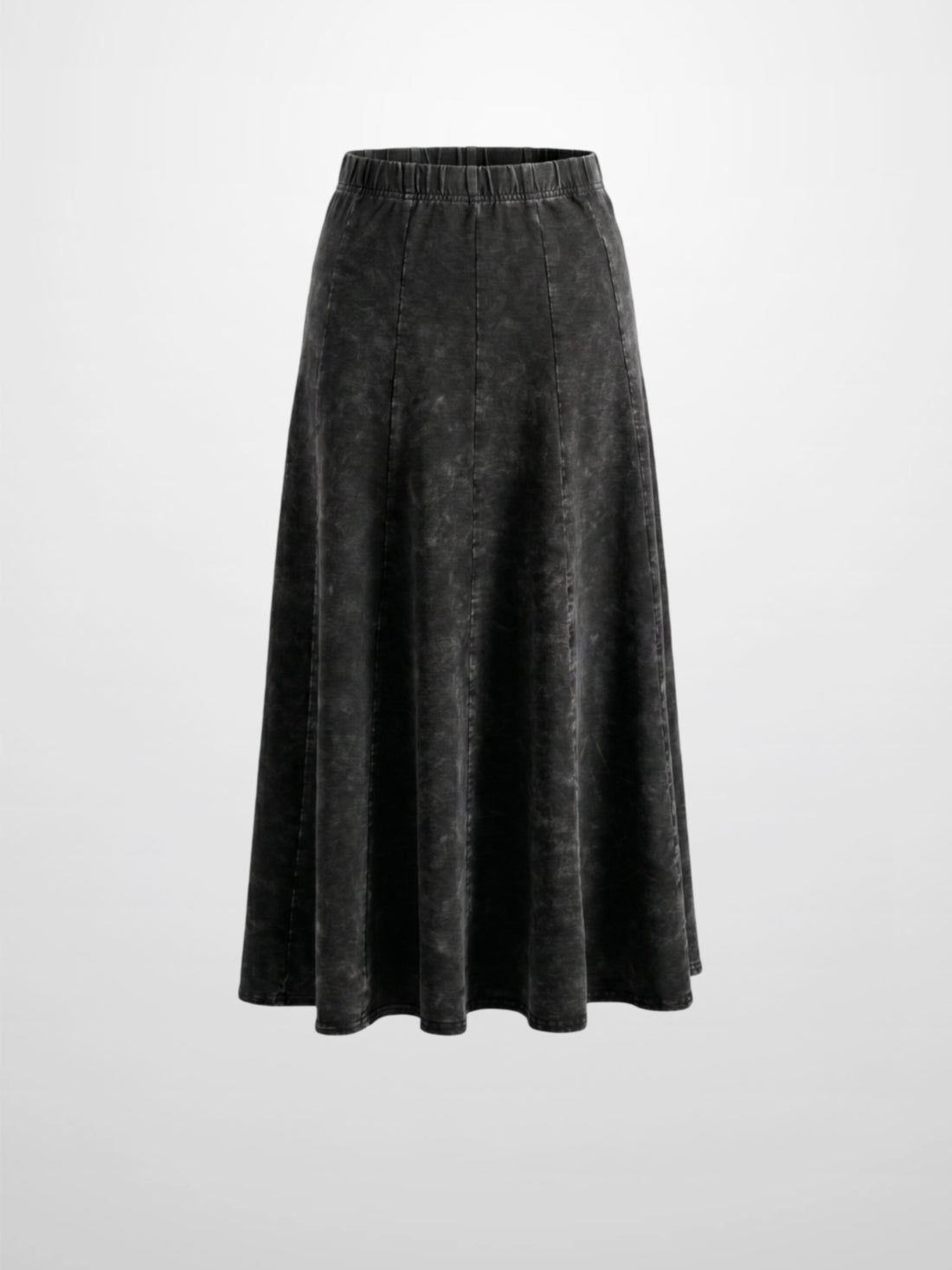 Paneled Flare Skirt 35"-Black Wash