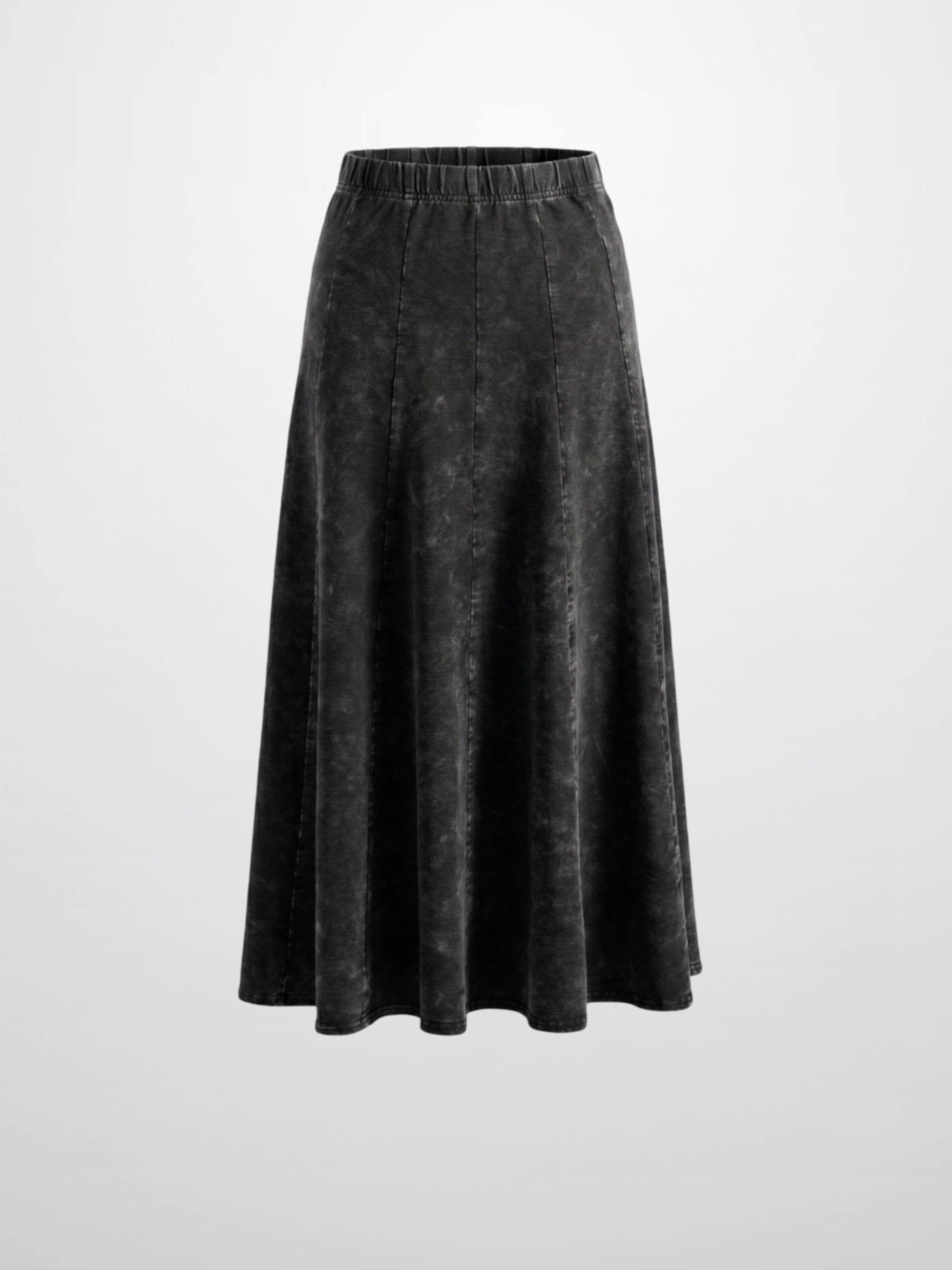 Paneled Flare Skirt 35"-Black Wash
