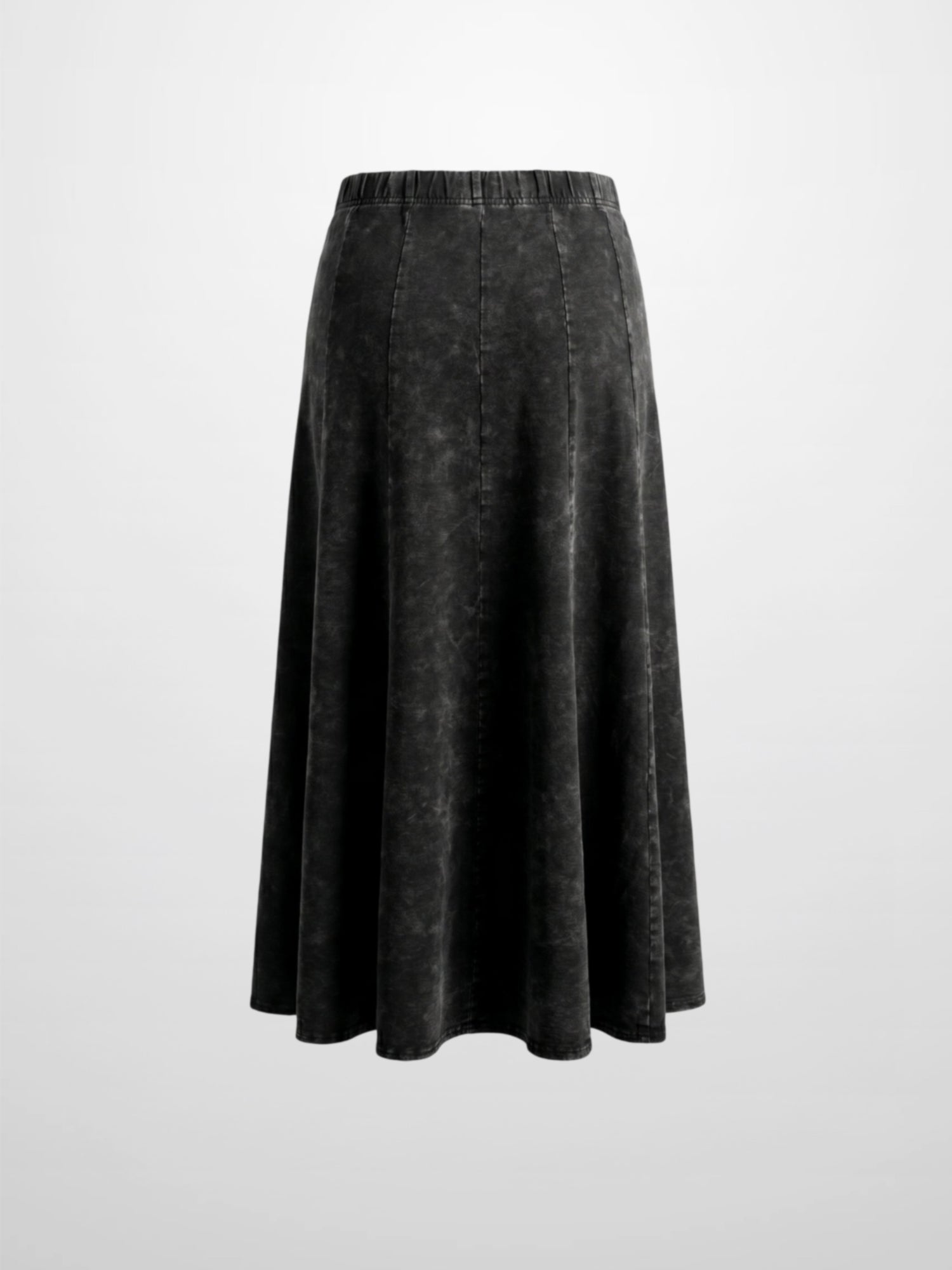 Paneled Flare Skirt 35"-Black Wash