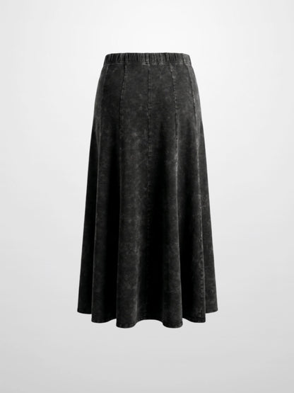 Paneled Flare Skirt 35"-Black Wash