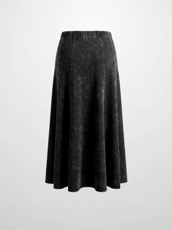 Paneled Flare Skirt 35"-Black Wash