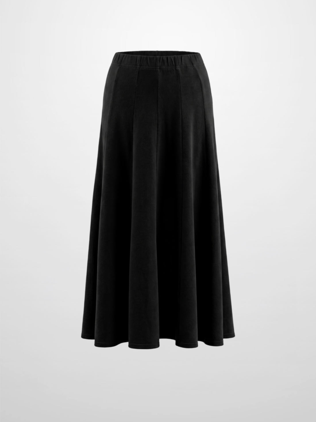 Paneled Flare Skirt 35"-Solid Black