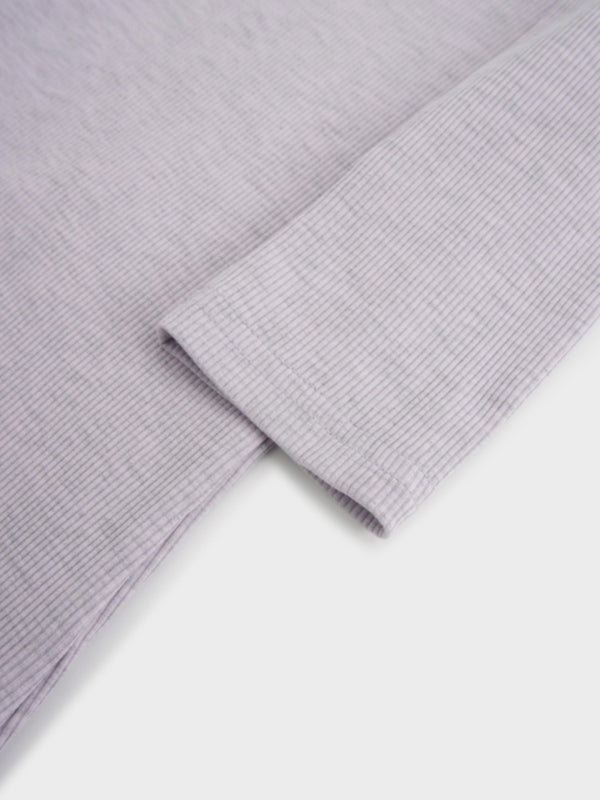 Soft Ribbed High V Tee-Heathered Lavender