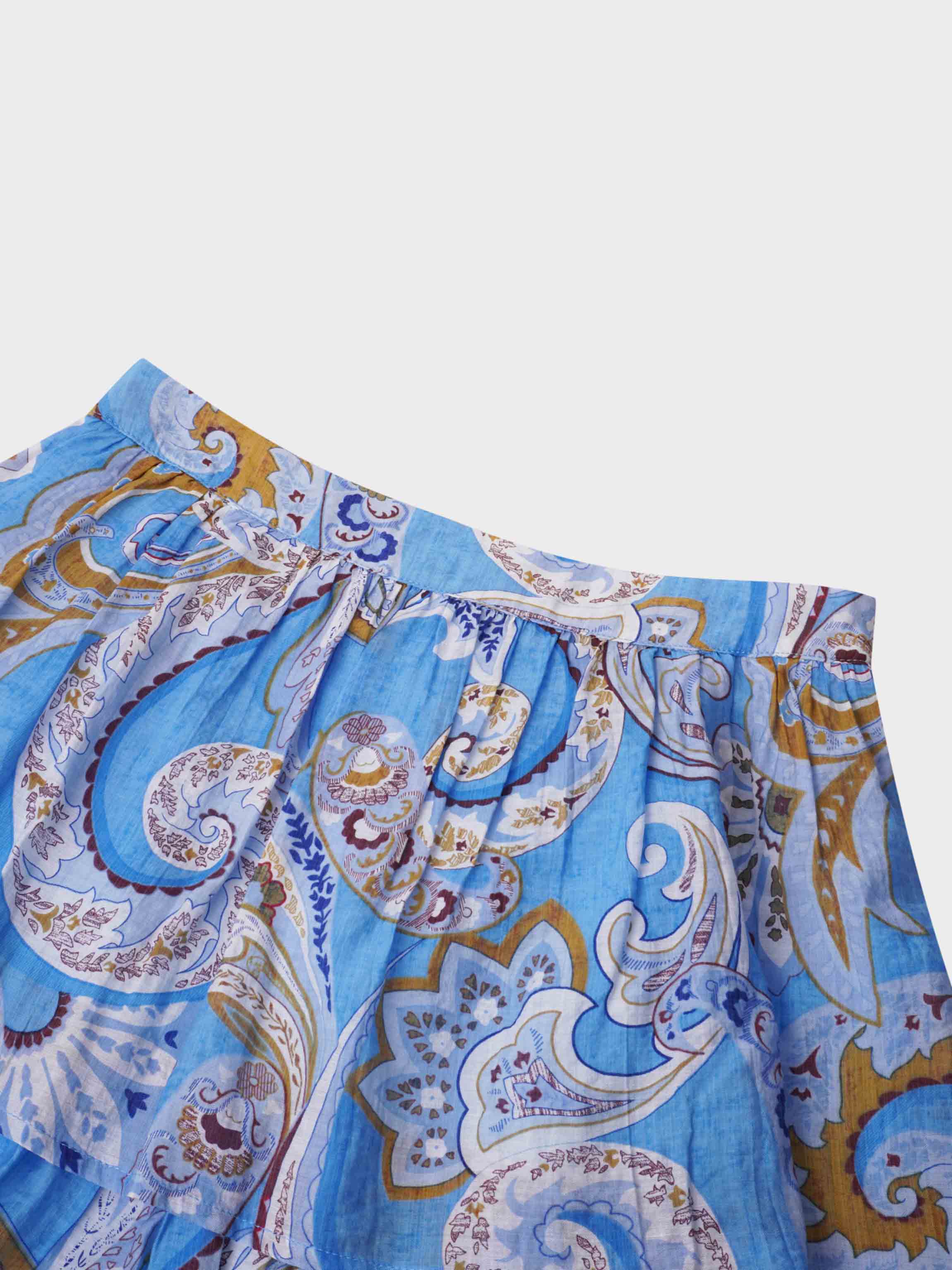 Layered Skirt-Light Blue Paisley