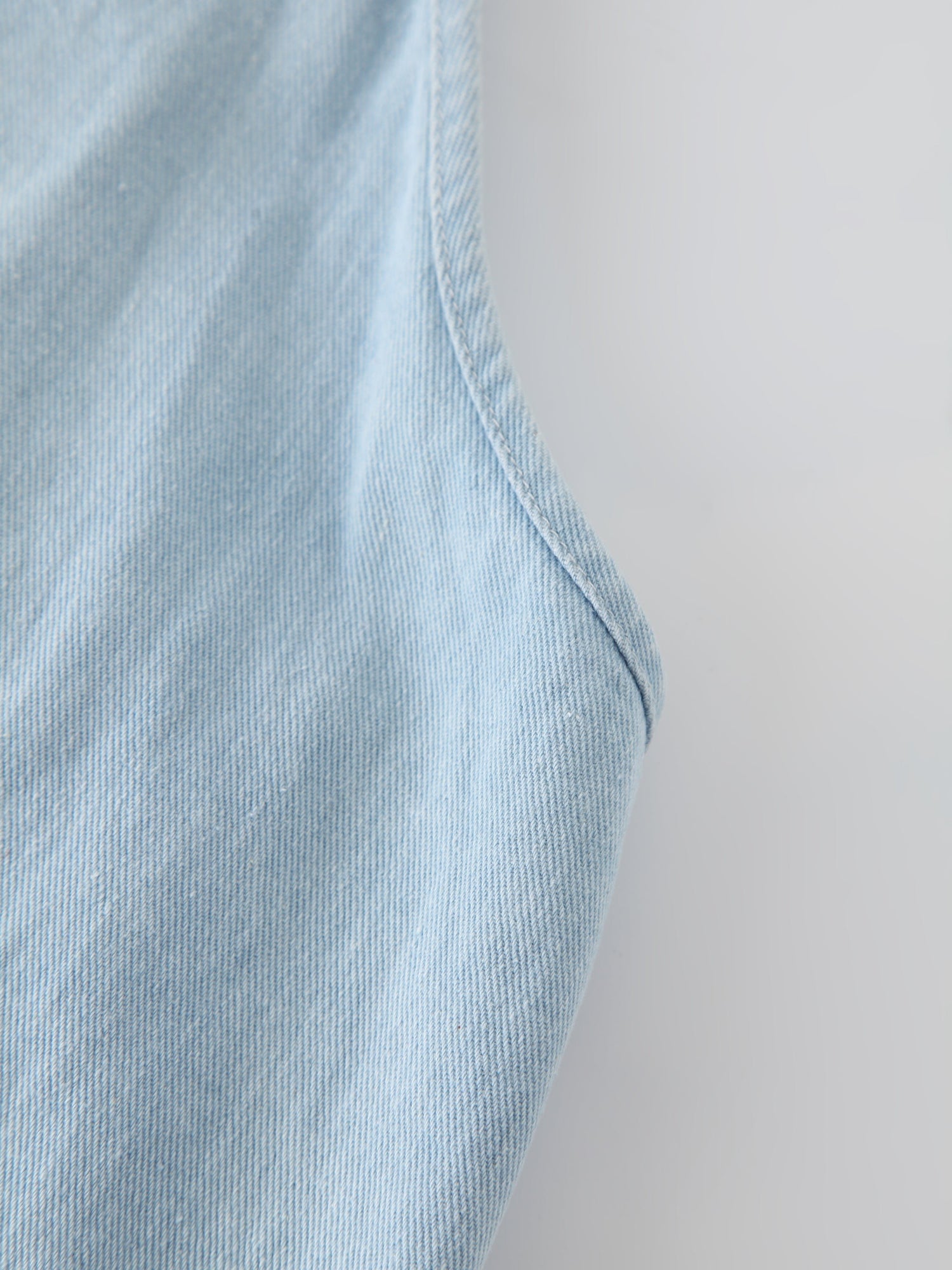 Solid Crew Neck Slip Dress-Sky Blue Denim