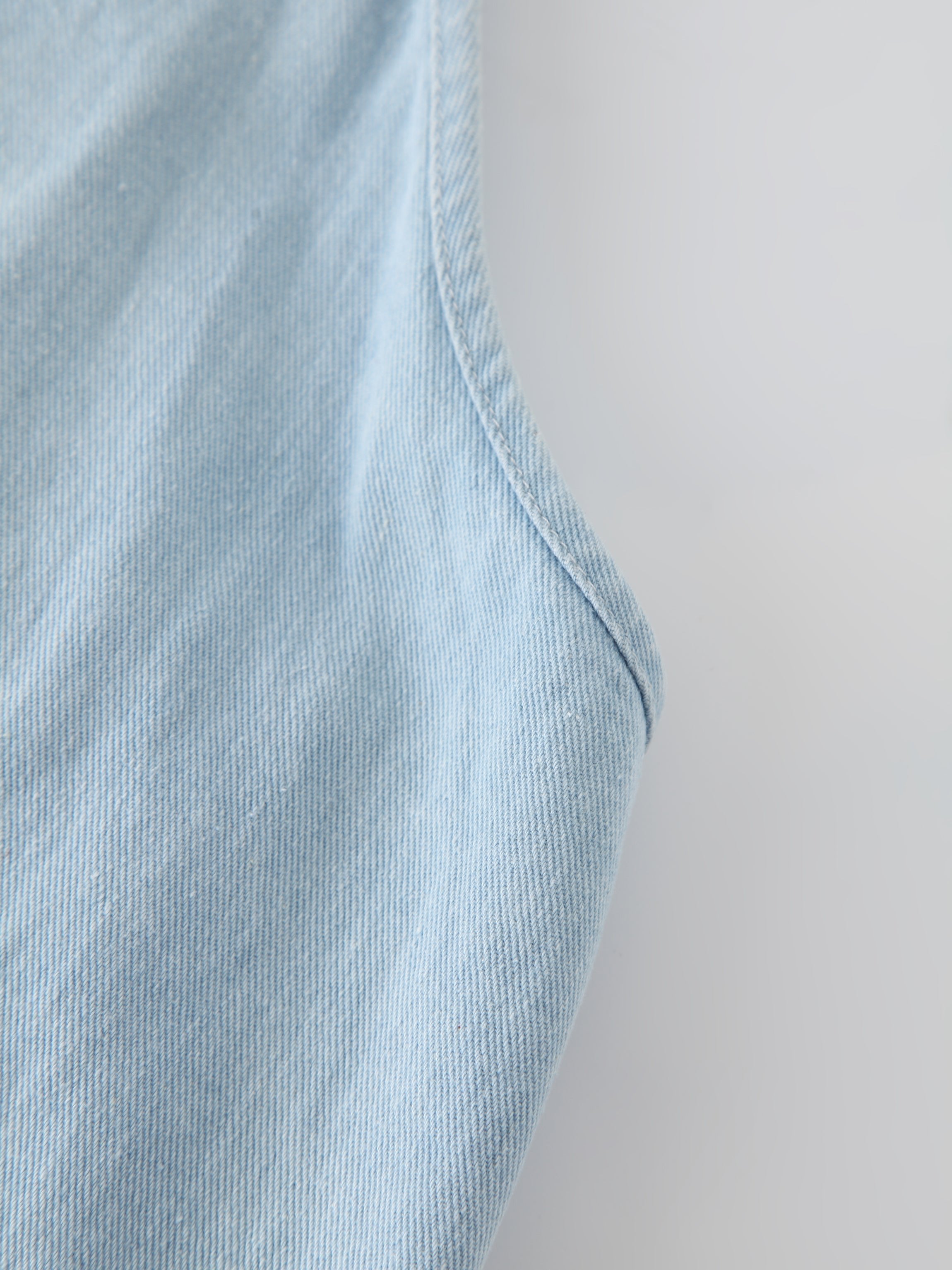 Solid Crew Neck Slip Dress-Sky Blue Denim